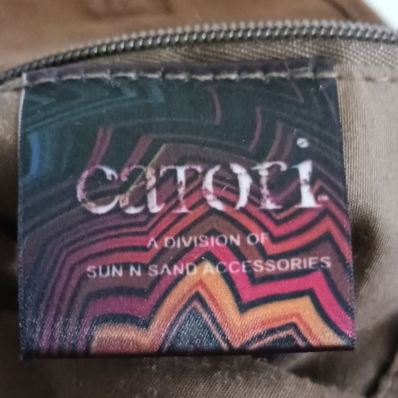 Catori Southwestern Drawstring Mini Backpack Bag Brown Blanket Canvas Tweed - Picture 4 of 15